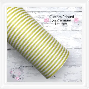 ⋅ Chartreuse & White Stripes ⋅ Custom Printed Premium Vegan Faux Leather •