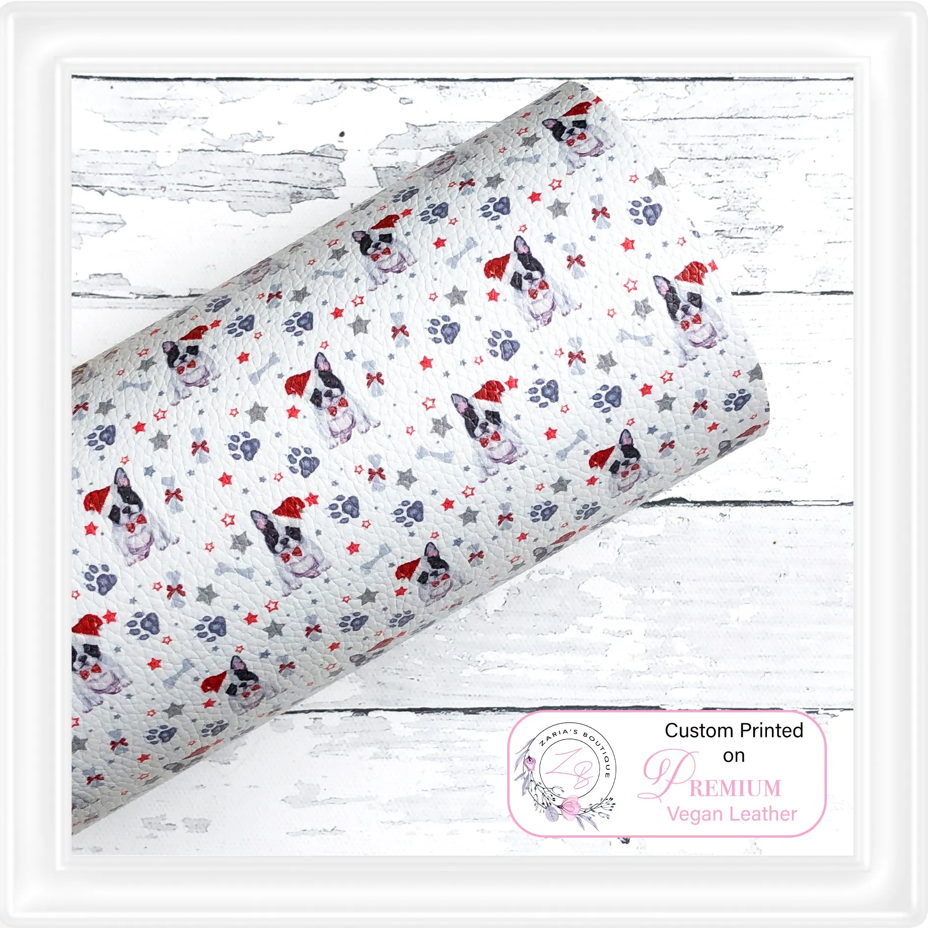 ⋅  Christmas Santa Pups ⋅ Luxe Vegan Faux Leather ⋅ Sheets or Rolls! ⋅
