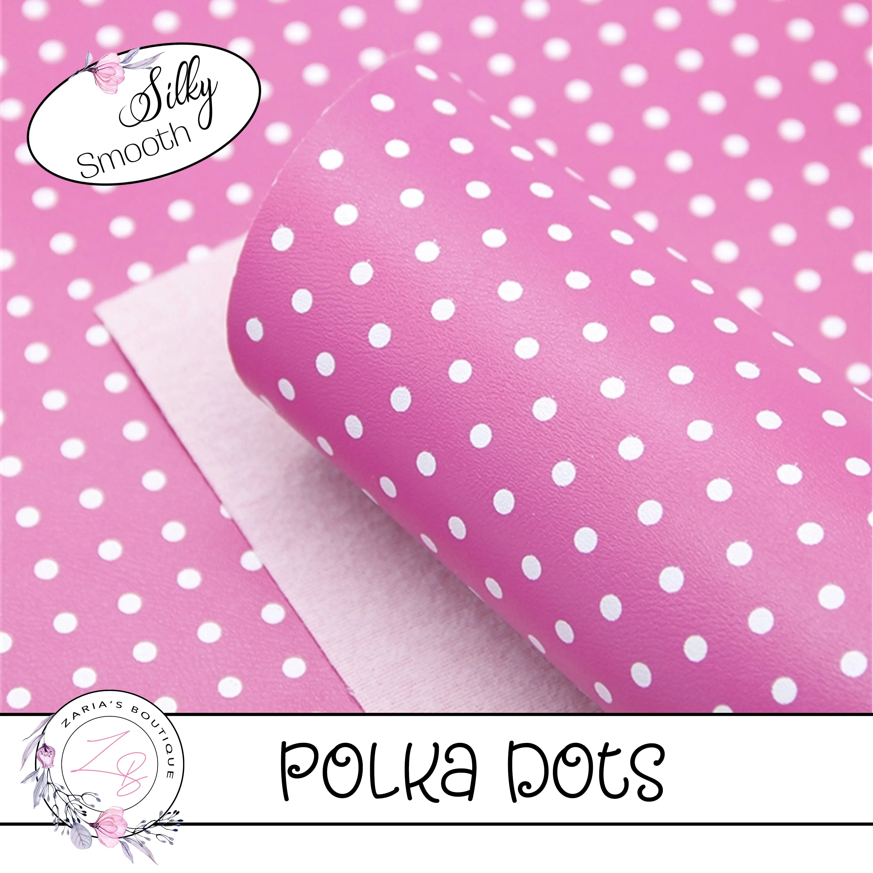 ⋅ Hot Pink & White Polka Dots ⋅ Smooth Vegan Faux Leather