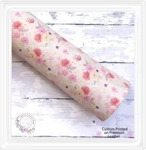 ⋅ Peaches & Cream ⋅ Premium Floral Vegan Faux Leather