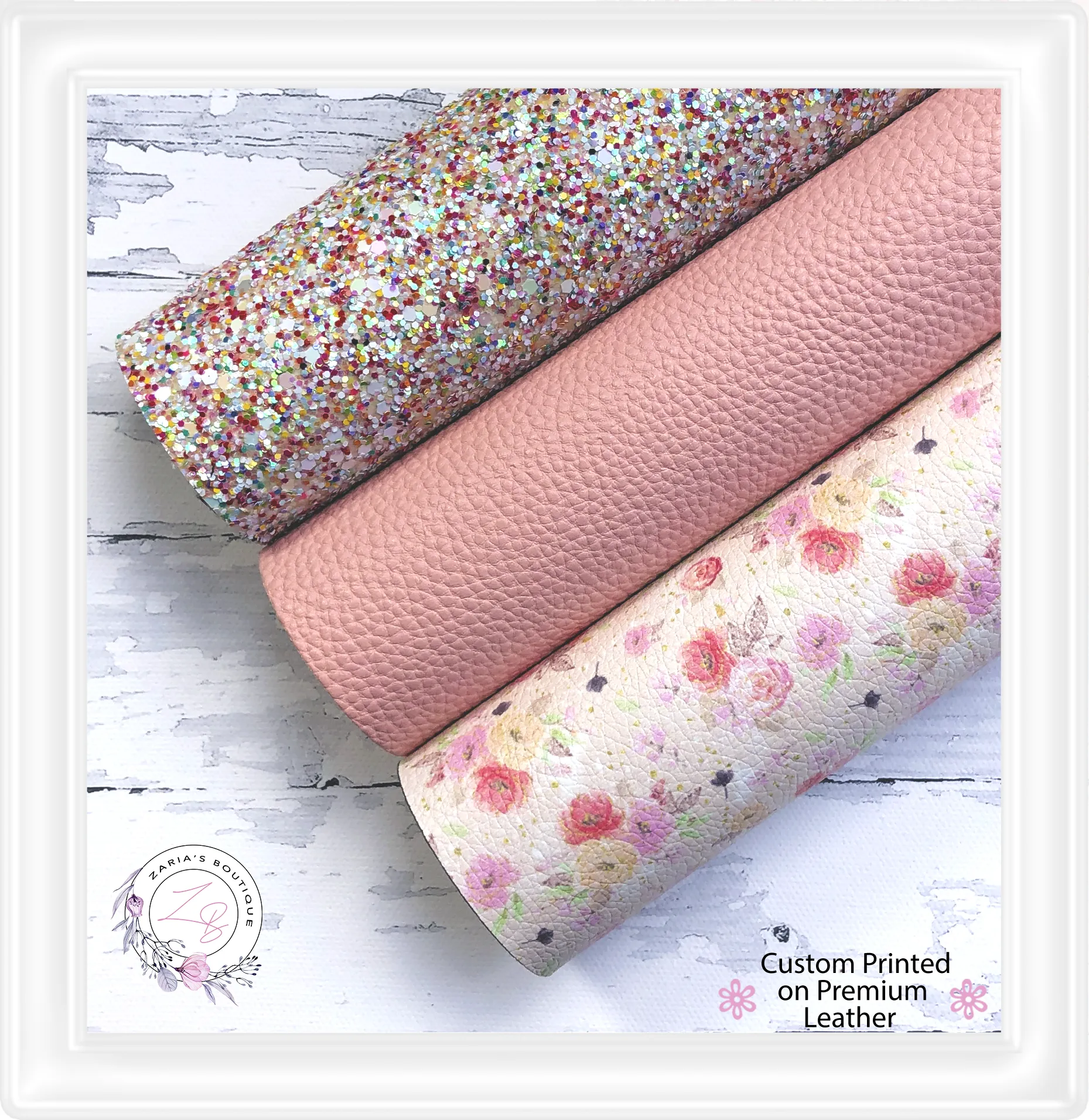 ⋅ Peaches & Cream ⋅ Premium Floral Vegan Faux Leather