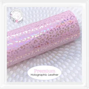 • Pink Holographic Cheetah • Premium Faux Leather •
