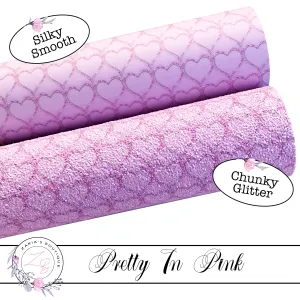 ⋅ Pretty In Pink ⋅ Pink Hearts ⋅ Chunky Glitter Or Silky Smooth Vegan Faux Leather