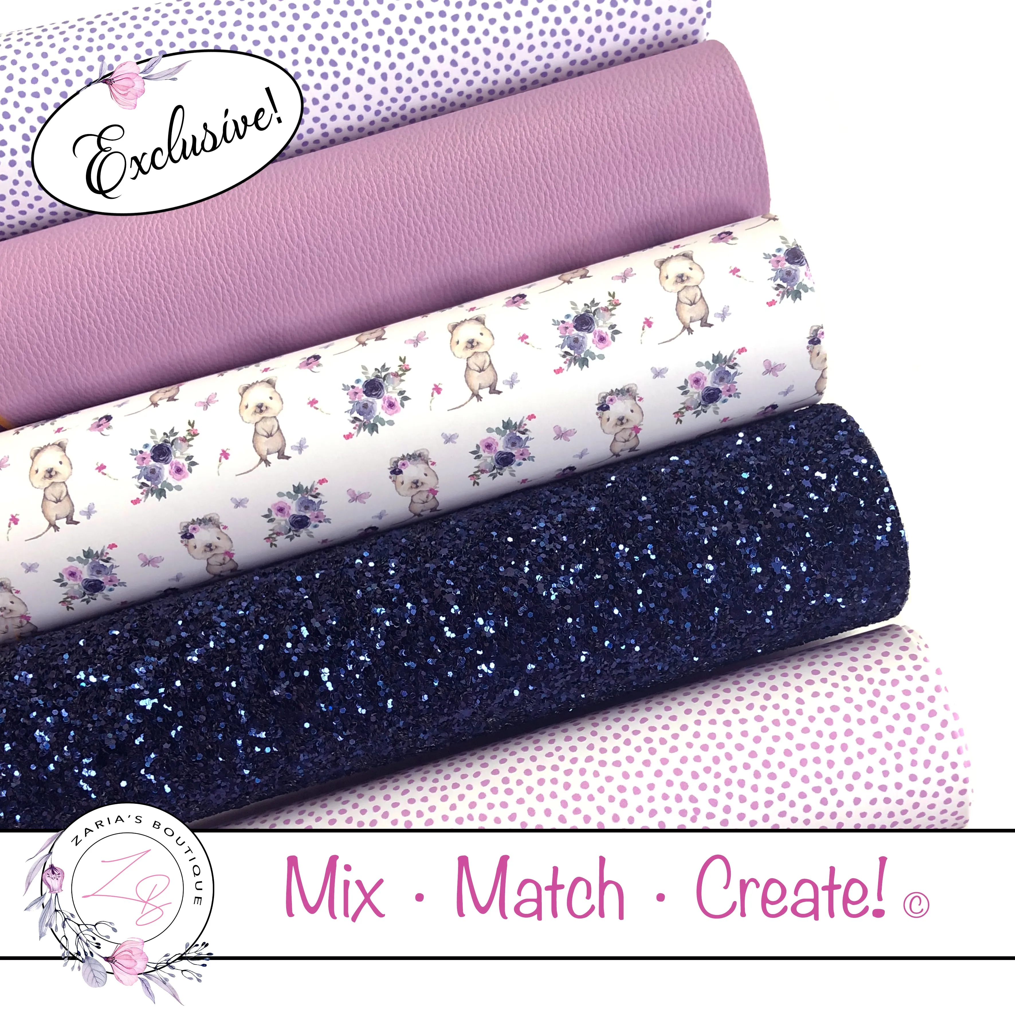 ⋅ Quokka Floral ⋅ Vegan Faux Leather ⋅ Mix Match Create ©