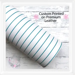 ⋅ Teal Pin Stripes ⋅ Custom Printed Premium Vegan Faux Leather •