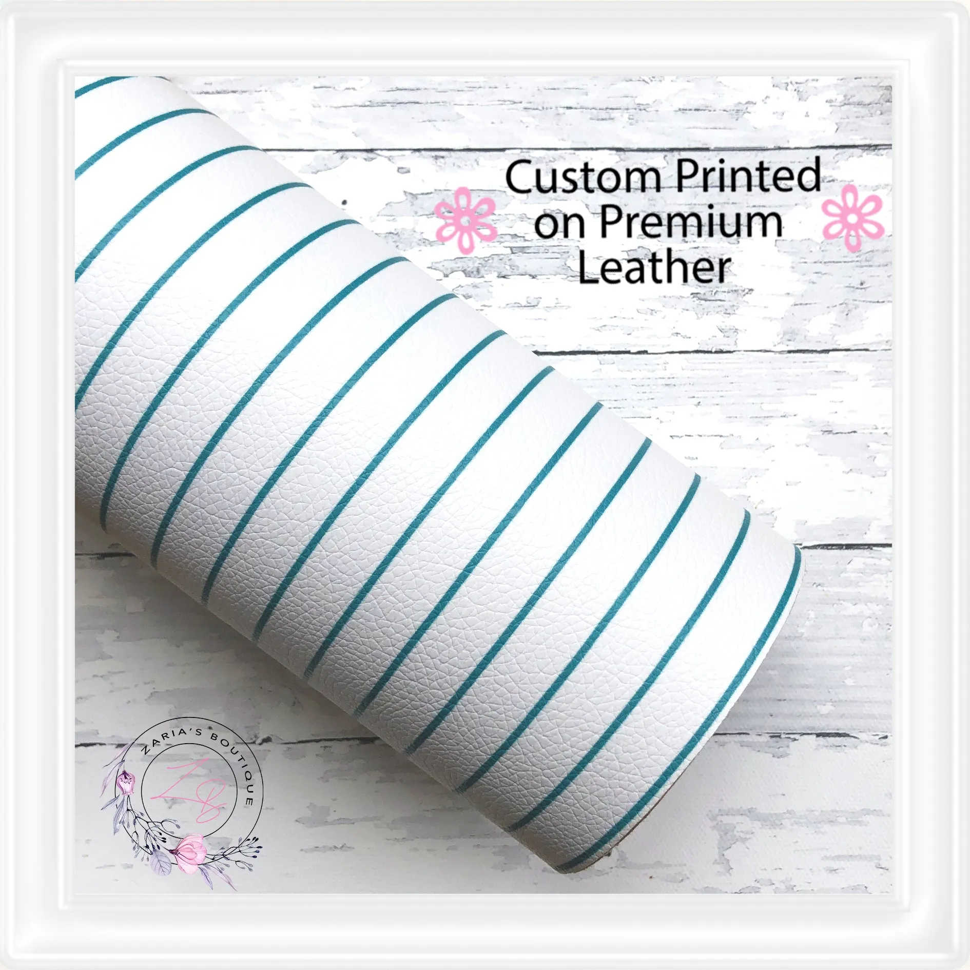 ⋅ Teal Pin Stripes ⋅ Custom Printed Premium Vegan Faux Leather •