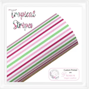 ⋅ Tropical Stripes ⋅ Exclusive Design Custom Printed Premium Vegan Faux Leather ⋅ 