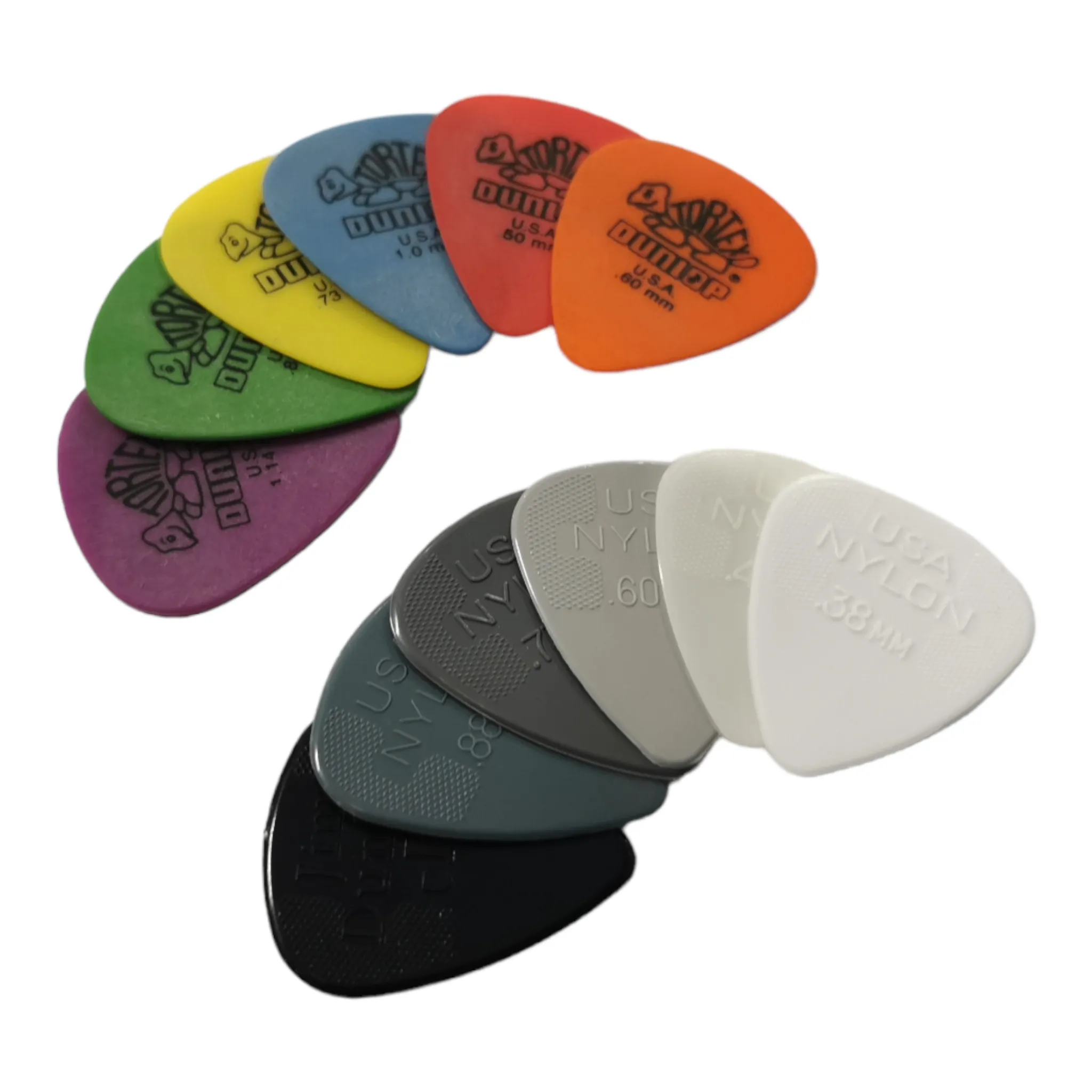 12 x Dunlop Tortex & Nylon Standard Guitar Picks in Mixed Gauges Pack