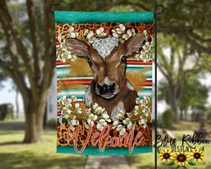 12X18" Single or Double Sided Floral Cow Garden Flag