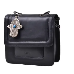 1915 Nelia Medium Shoulder Bag - Black Blue Stone Khamsa