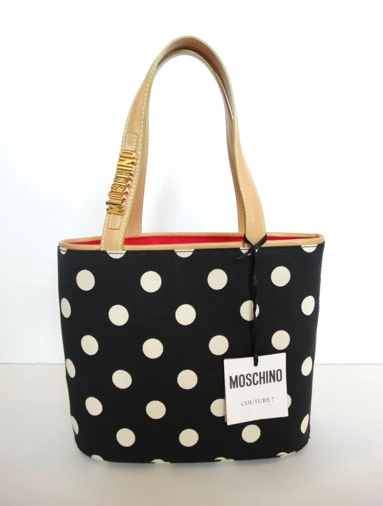 1999 Moschino Couture! Polkadot Shopper Bag