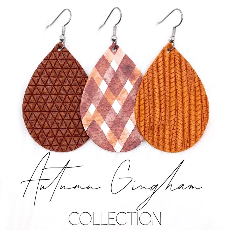 2" Autumn Gingham Mini Collection -Earrings