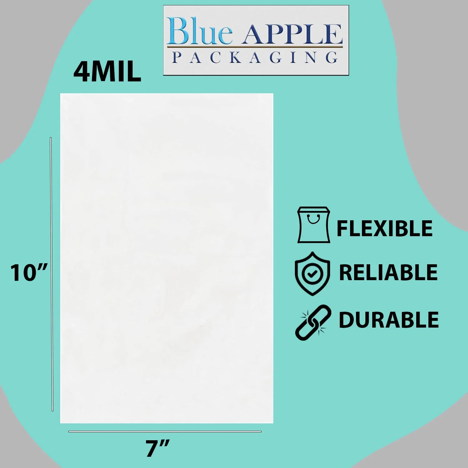 7X10 inches Clear Flat Poly Bags 4Mil Open Top (LDPE)