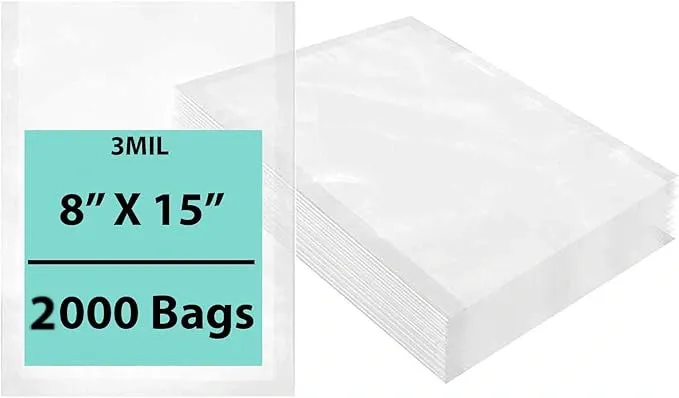 8X15 inches Vacuum Seal Bags for Food Packaging 3 Mil Co-Extruded