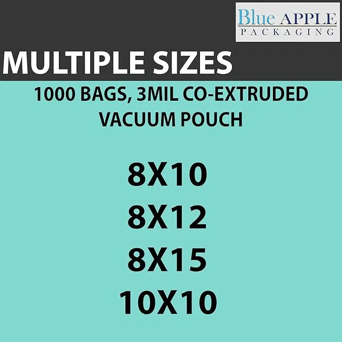 8X15 inches Vacuum Seal Bags for Food Packaging 3 Mil Co-Extruded