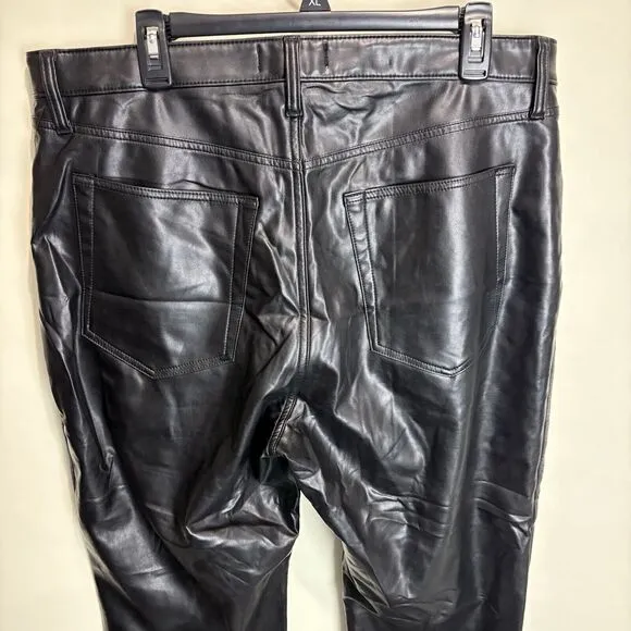 Abercrombie &amp; Fitch Ankle Straight Ultra High Rise Denim Faux Leather Sz 34/18