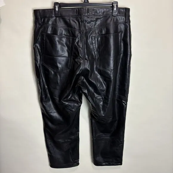 Abercrombie &amp; Fitch Ankle Straight Ultra High Rise Denim Faux Leather Sz 34/18