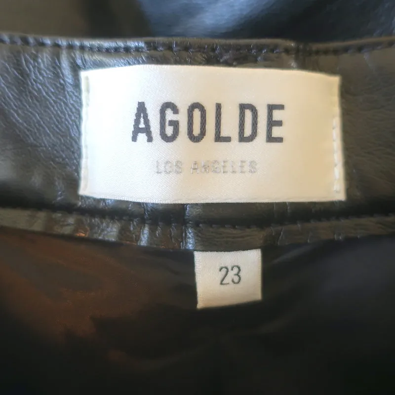AGOLDE Recycled Leather Fitted 90's Pants Black Size 23