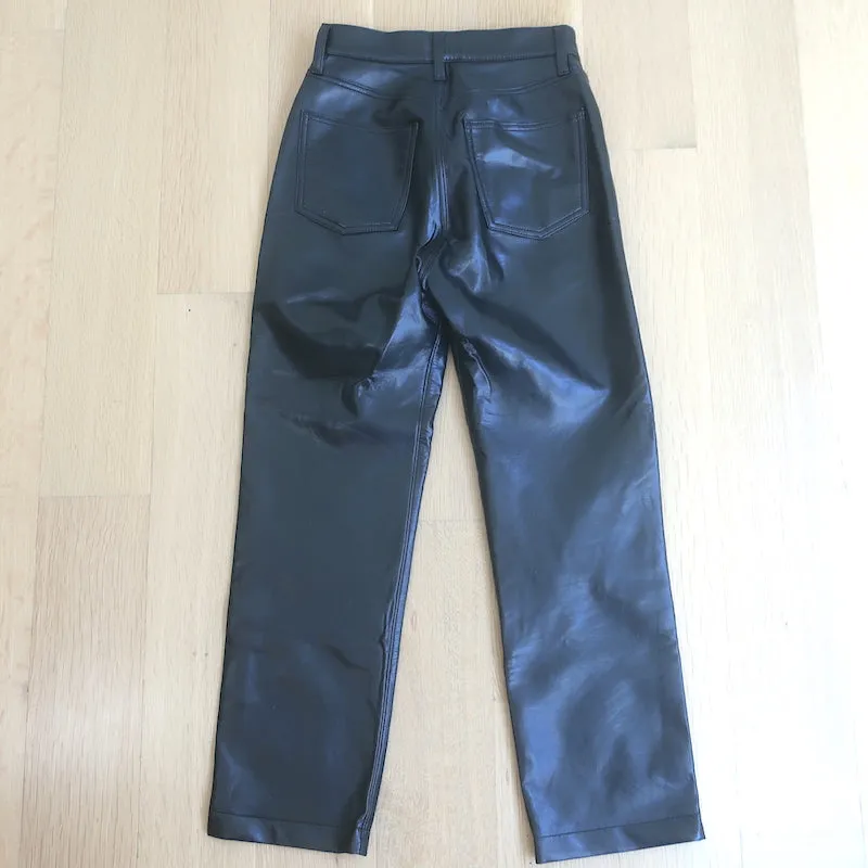 AGOLDE Recycled Leather Fitted 90's Pants Black Size 23
