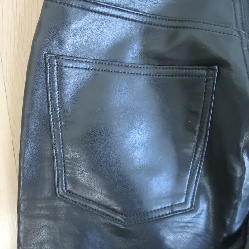 AGOLDE Recycled Leather Fitted 90's Pants Black Size 23