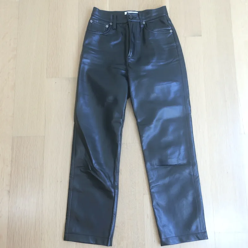AGOLDE Recycled Leather Fitted 90's Pants Black Size 23