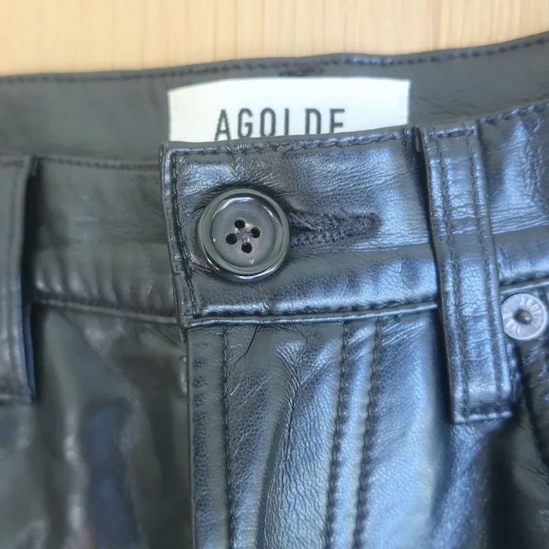 AGOLDE Recycled Leather Fitted 90's Pants Black Size 23