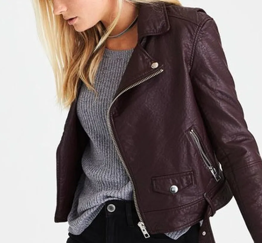 AMERICAN EAGLE Faux Leather Belted Moto Jacket Extra Small NWT
