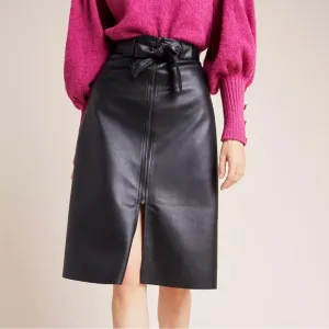 Anthropologie Bailey 44 Marceline Faux Leather A-Line Midi Skirt