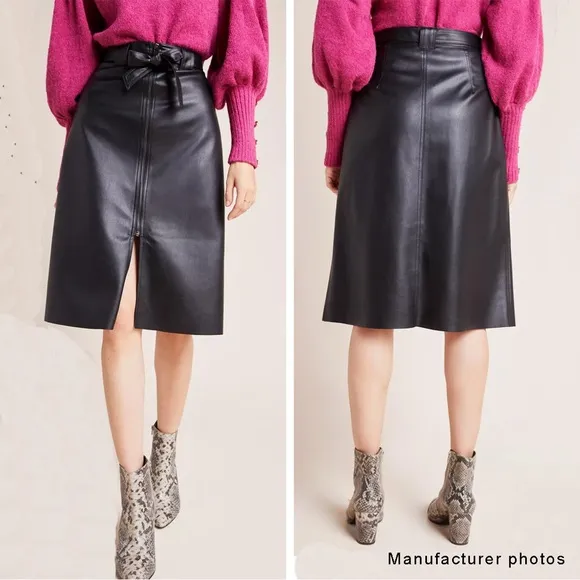 Anthropologie Bailey 44 Marceline Faux Leather A-Line Midi Skirt