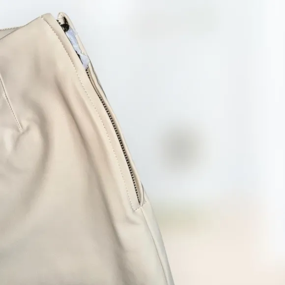 Anthropologie Maeve Faux Leather Micro Shorts | Side Zipper | Cream | NWT