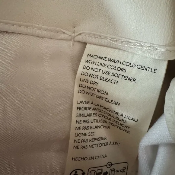 Anthropologie Maeve Faux Leather Micro Shorts | Side Zipper | Cream | NWT