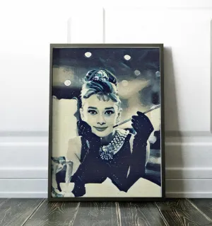 Audrey Hepburn Tiffany Movie Poster Art Canvas