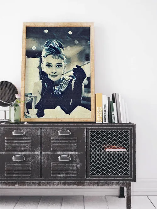 Audrey Hepburn Tiffany Movie Poster Art Canvas