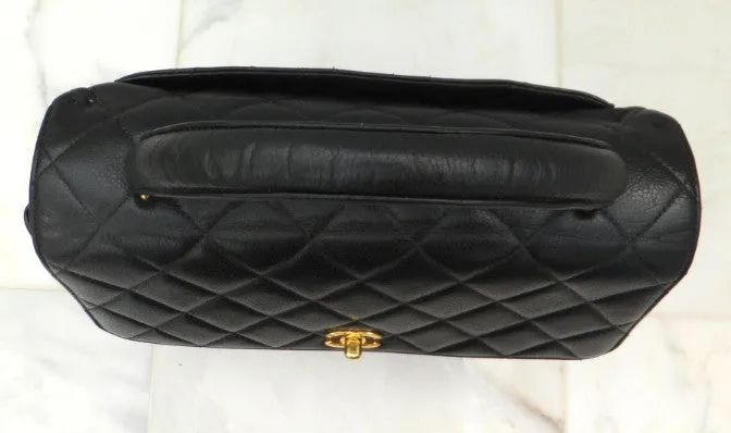 Authentic Chanel Jumbo Quilted Black Caviar Kelly Bag