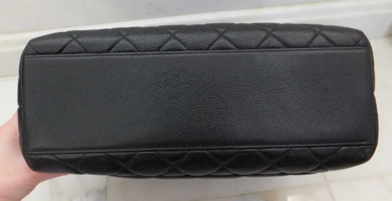 Authentic Chanel Jumbo Quilted Black Caviar Kelly Bag