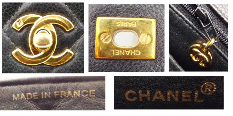 Authentic Chanel Jumbo Quilted Black Caviar Kelly Bag