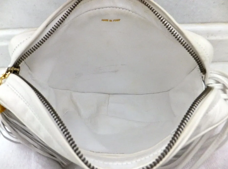 Authentic Chanel Vintage White Quilted Camera Style Handbag
