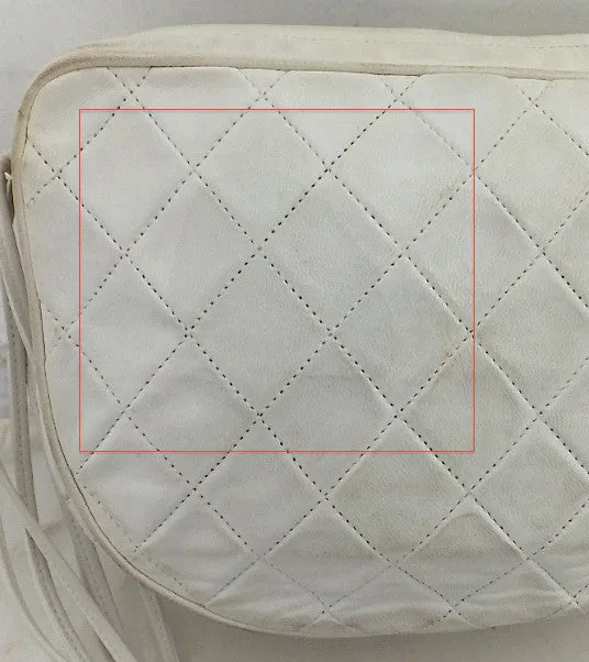 Authentic Chanel Vintage White Quilted Camera Style Handbag
