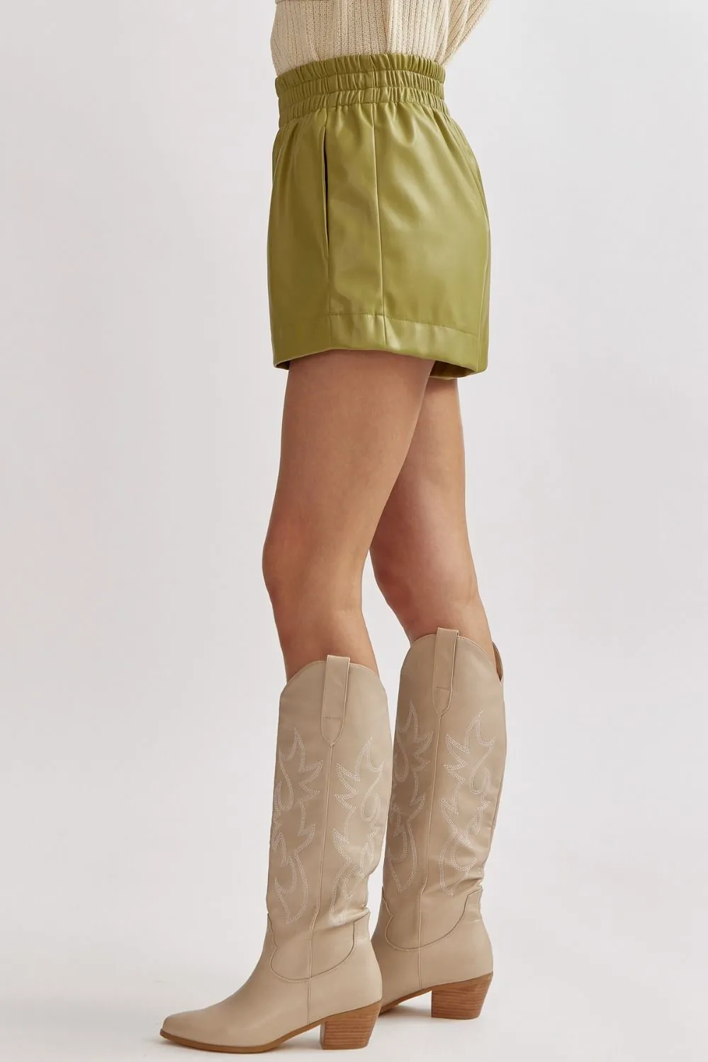 Avocado Faux Leather Shorts