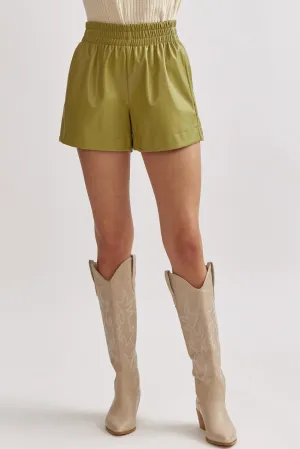 Avocado Faux Leather Shorts
