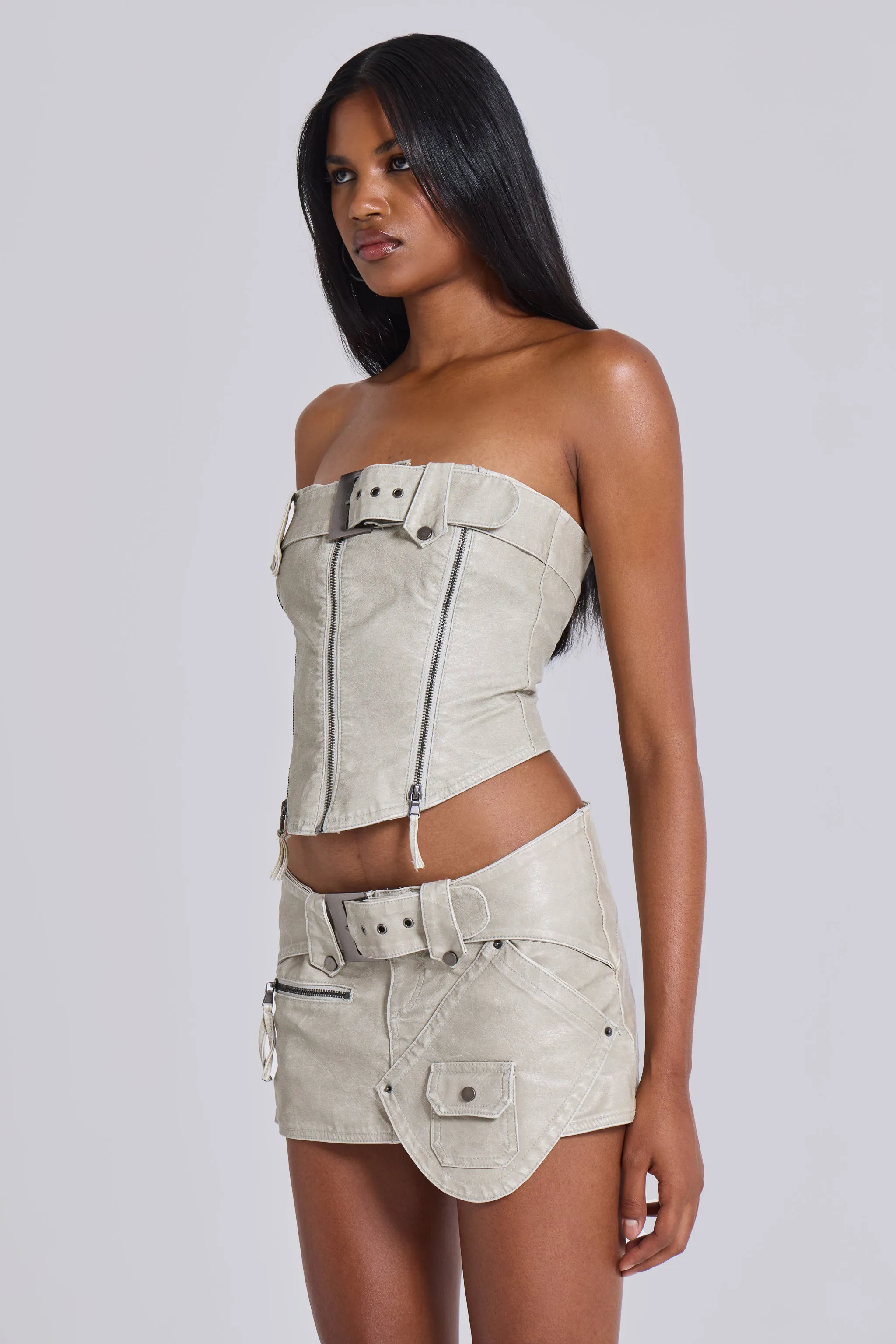Axel Faux Leather Corset Top