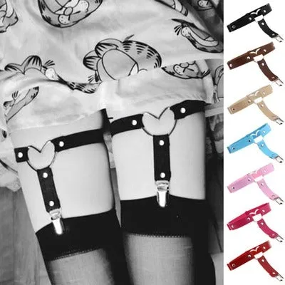 Baby Blue PU Leather Heart Garter