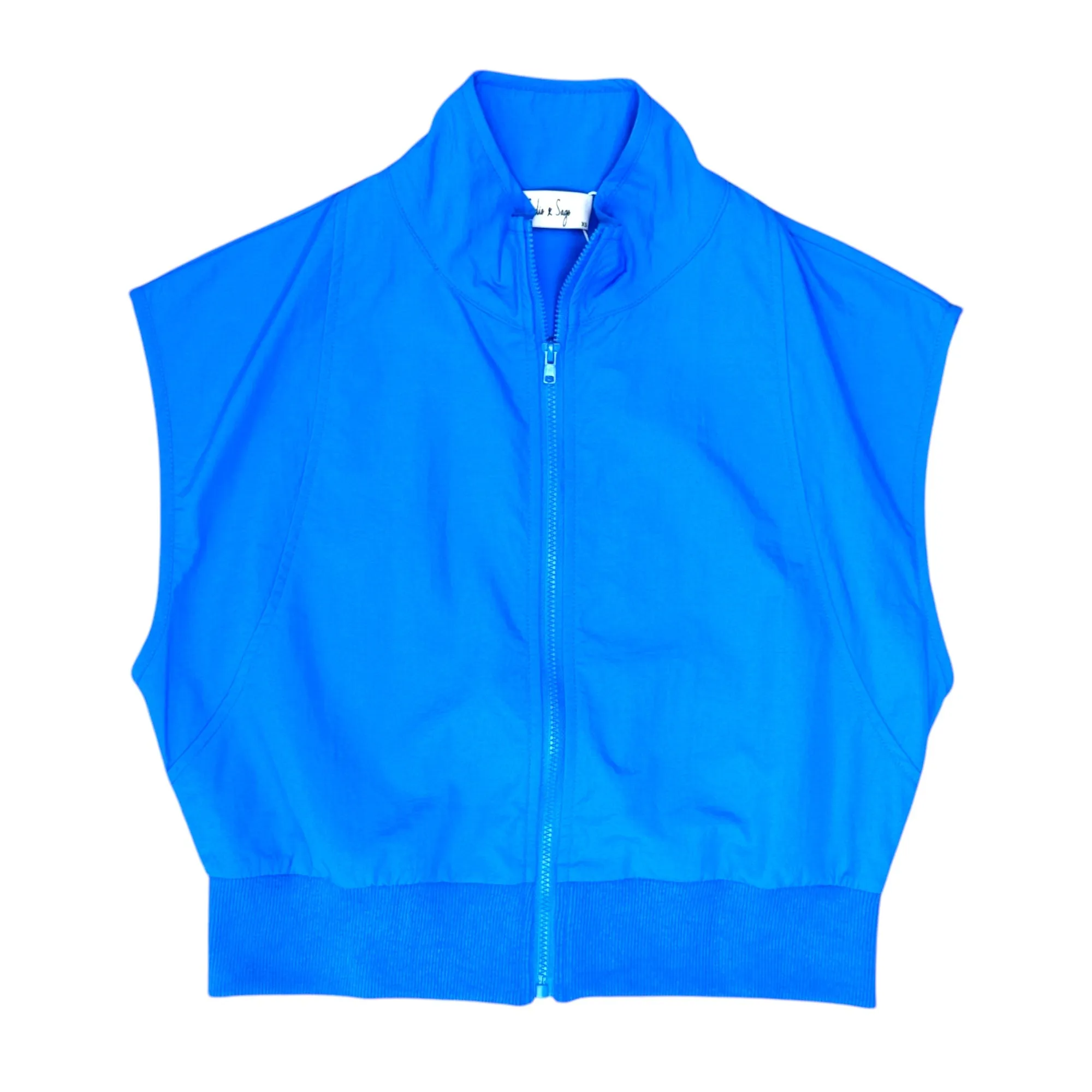 Back & Forth Crop Nylon Zip Up Vest
