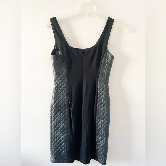 Bailey 44 Nanosecond Faux Leather Quilted Bodycon Mini Dress in Black Size Small