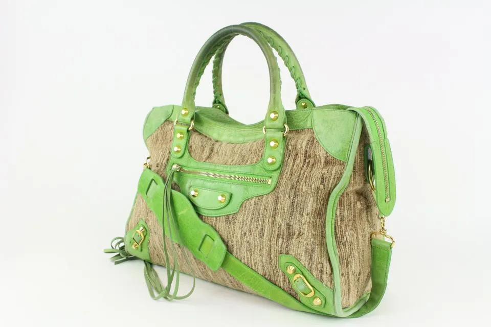 Balenciaga Green Classic City 2way Moto Bag 1130ba19