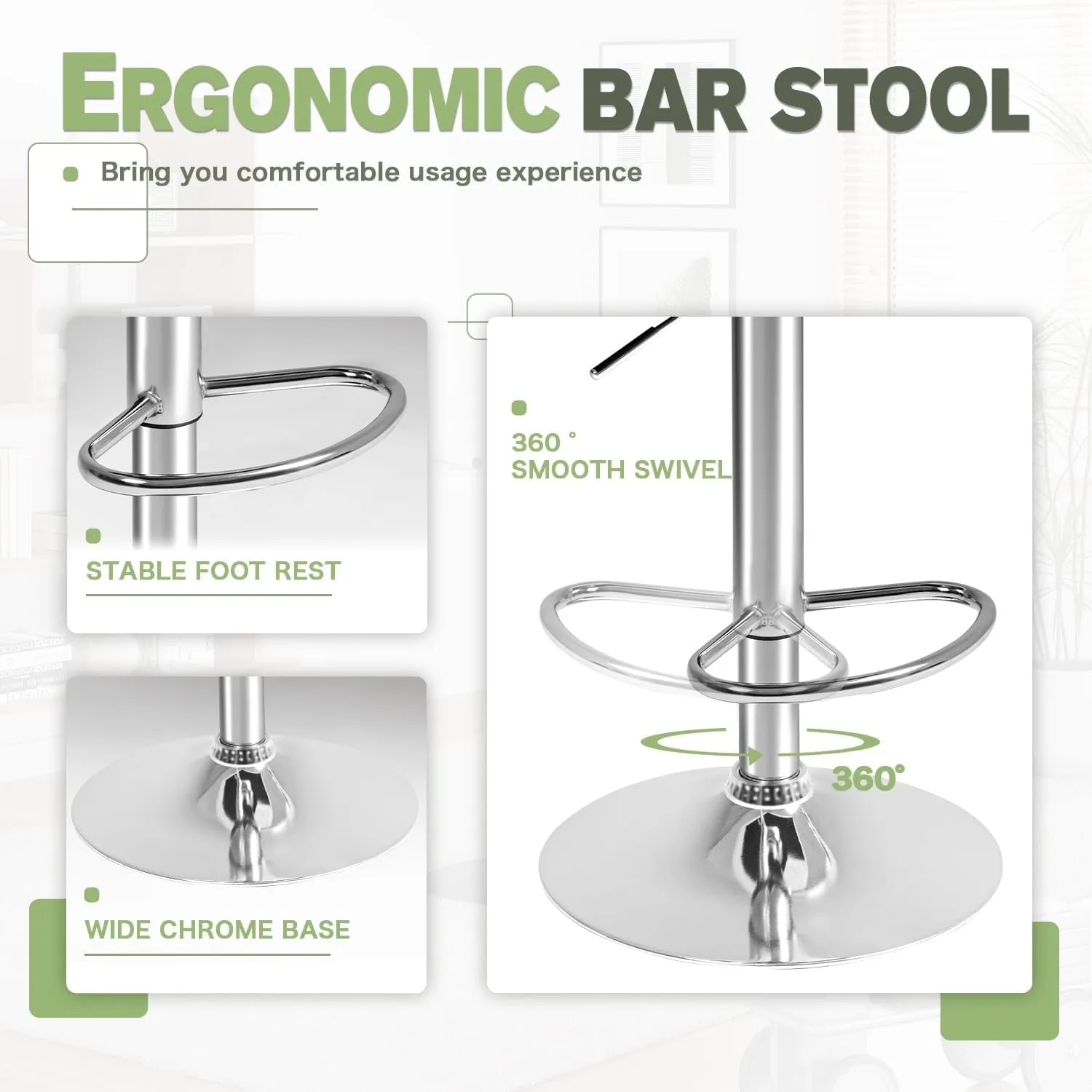 Bar Stools Modern Pu Leather Swivel Adjustable Hydraulic Bar Stool