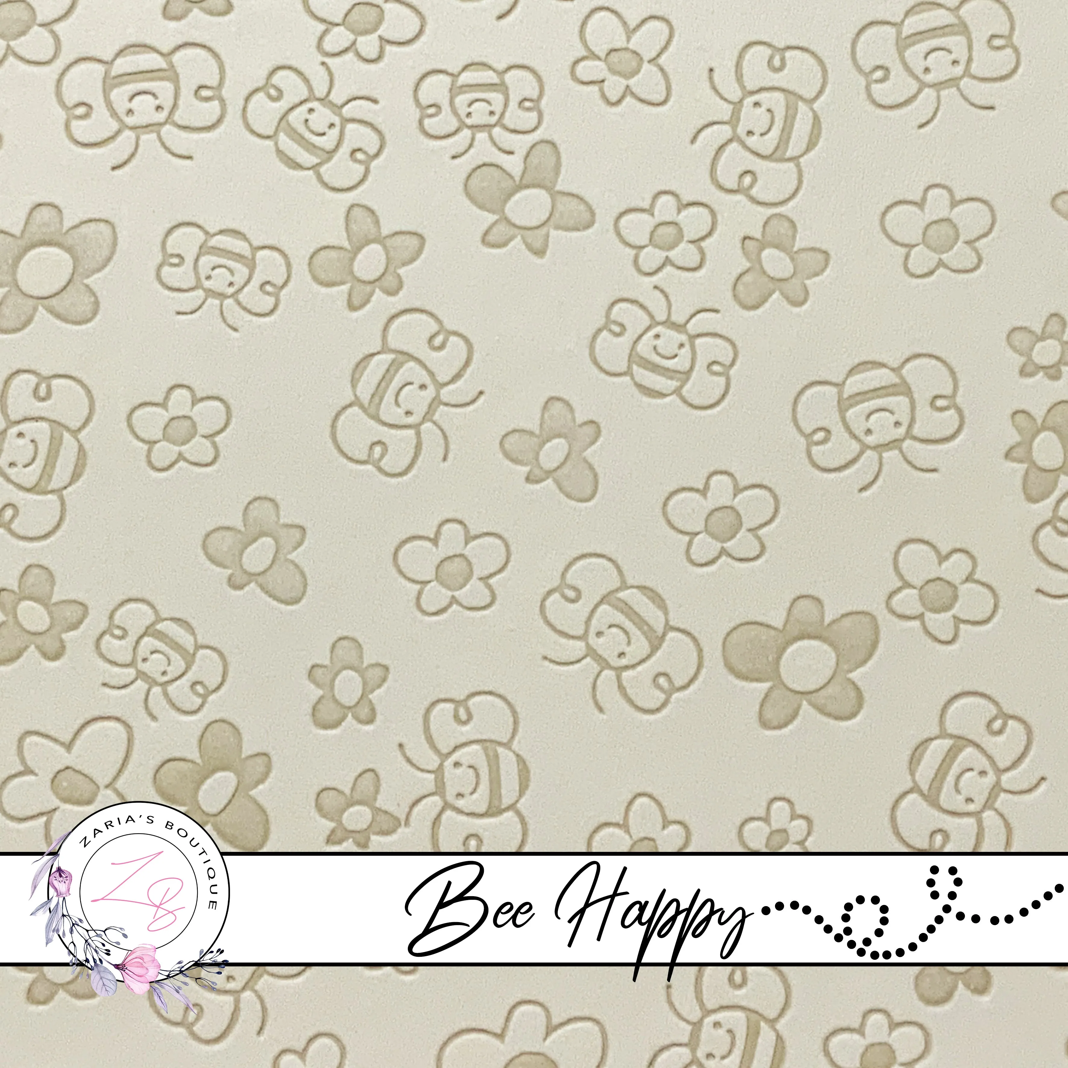 Bee Happy ~ Embossed Faux Leather ~ Rosy Red ~ Green ~ Ivory