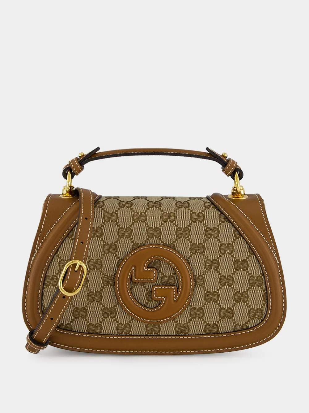 Beige and Dark Brown Blondie Small Top Handle Bag