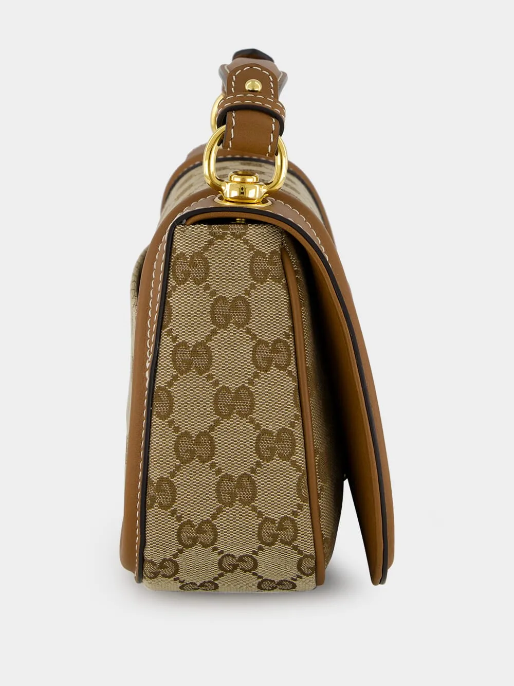 Beige and Dark Brown Blondie Small Top Handle Bag