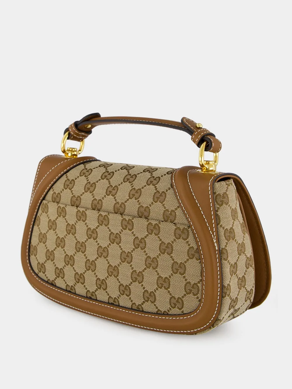 Beige and Dark Brown Blondie Small Top Handle Bag